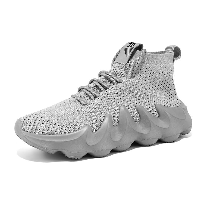 New Large Size Men's Shoes Sports Casual Shoes Men's Korean Style Trendy Shoes Lightweight Breathable Sock Shoes Men's Volcano Shoes