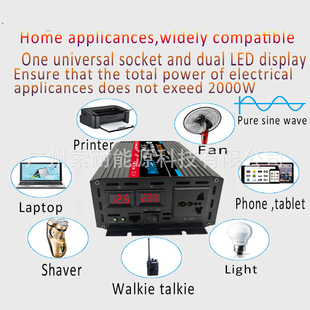 Automotive Pure Sine Wave Inverter1000W Outdoor Adapter Converter12V24V48V60V Turn110V220V