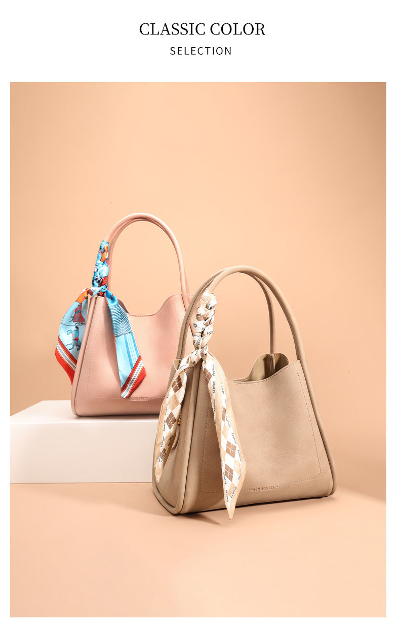 European and American New Bucket Bag Versatile Handbag Large Capacity Showy Basket Bag Women's Fashion Light Luxury Single Shoulder Crossbody Bag