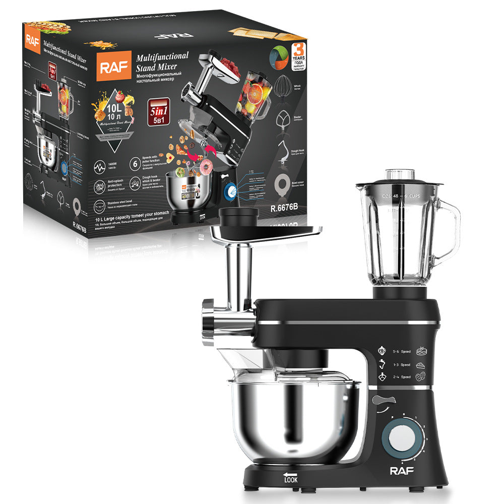 RAF European Standard 3-in-1 Chef Machine Multi-Functional Dough Mixer Household Meat Grinder Juicer Food Processor
