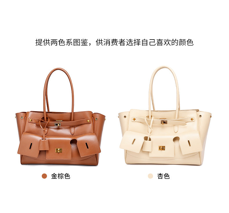 European and American Retro Large Capacity Commuter Tote Bag for Women, Fashionable Women's Bag with High-end Feel, Single Shoulder Underarm Handbag