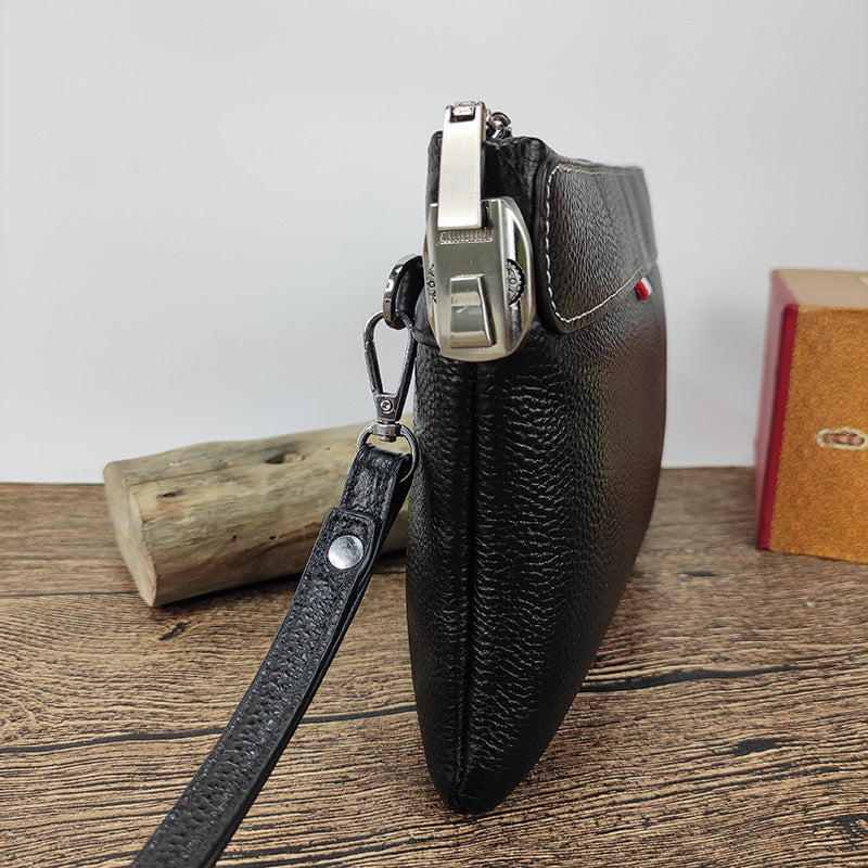 Genuine Leather Clutch Bag with Password Lock, Business Handbag, Casual Large Capacity Pure Top Layer Cowhide Men's Clutch