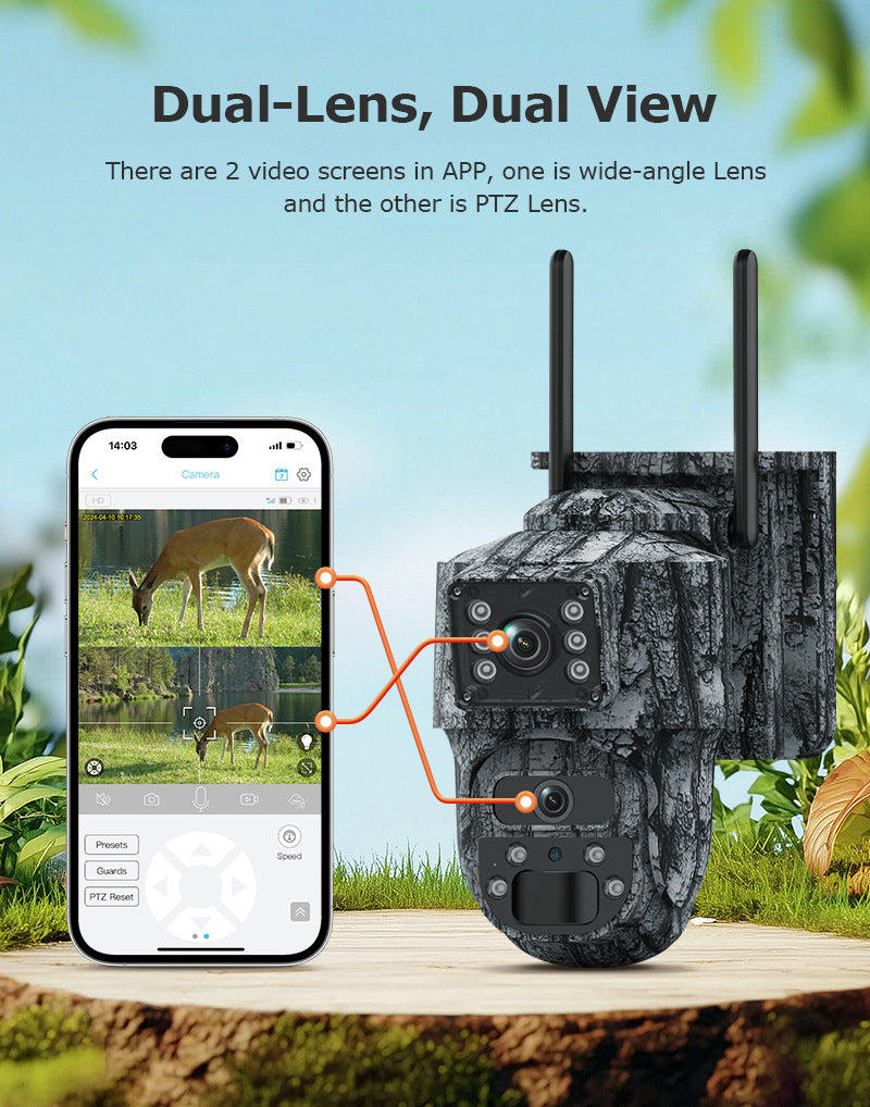 Specially designed for Solar Surveillance Cameras6MP High Definition Dual Screen4G Outdoor Waterproof Camera New Camouflage