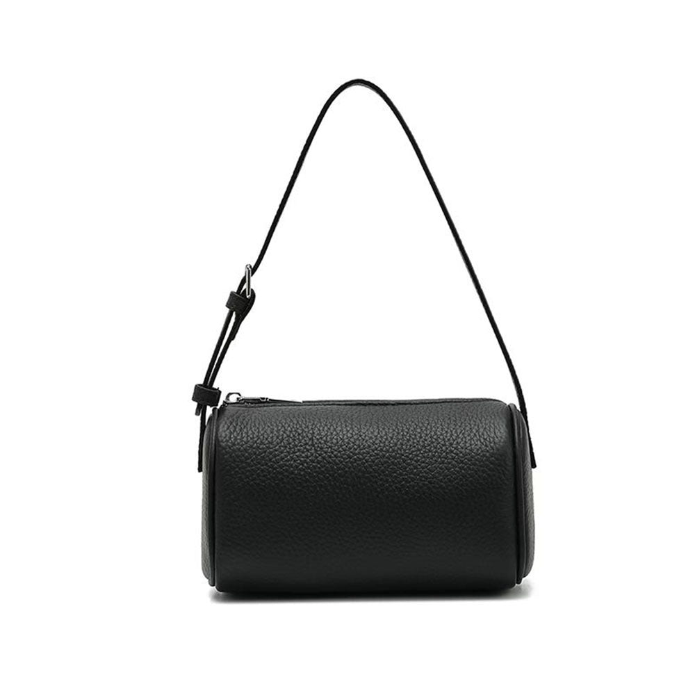 Genuine Leather Women's Bag Round Handbag Top Layer Cowhide Simple Versatile Underarm Shoulder Bag Pillow Crossbody Small Bag