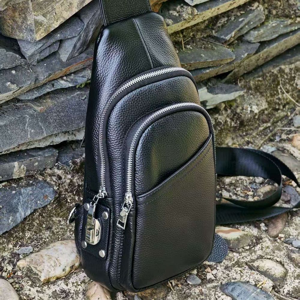 Anti-theft Fingerprint Lock Bag Top Layer Cowhide Men's Single Shoulder Crossbody Bag Multifunctional Crossbody High-end Genuine Leather Chest Bag