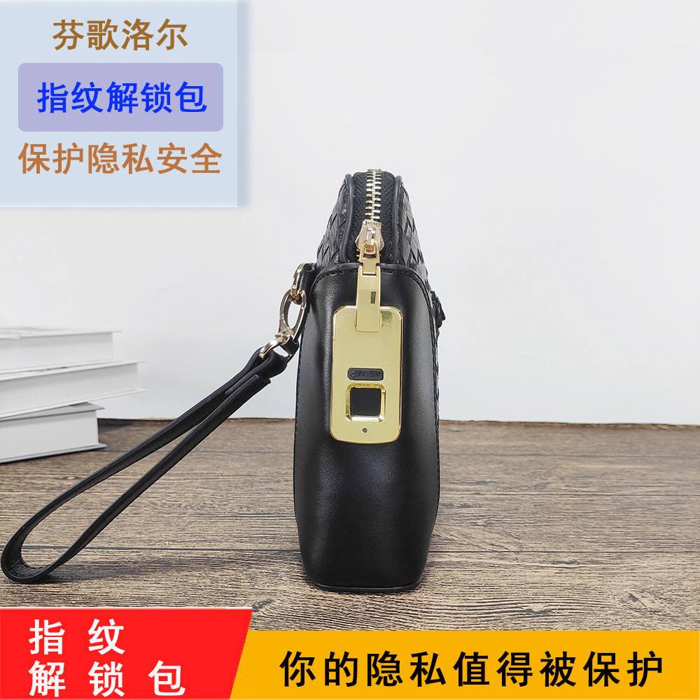 Fingerprint Lock Clutch Anti-theft High-end Business Commuting Large Capacity Phone Holder Luxury Men's Clutch Trendy