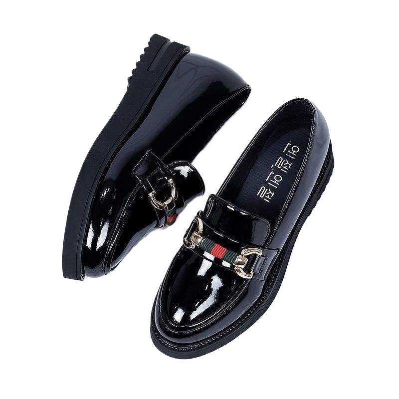 Women's Flat Shoes2025New Korean Style Versatile British Style Loafers Patent Leather Thick Sole Social Student Small Leather Shoes