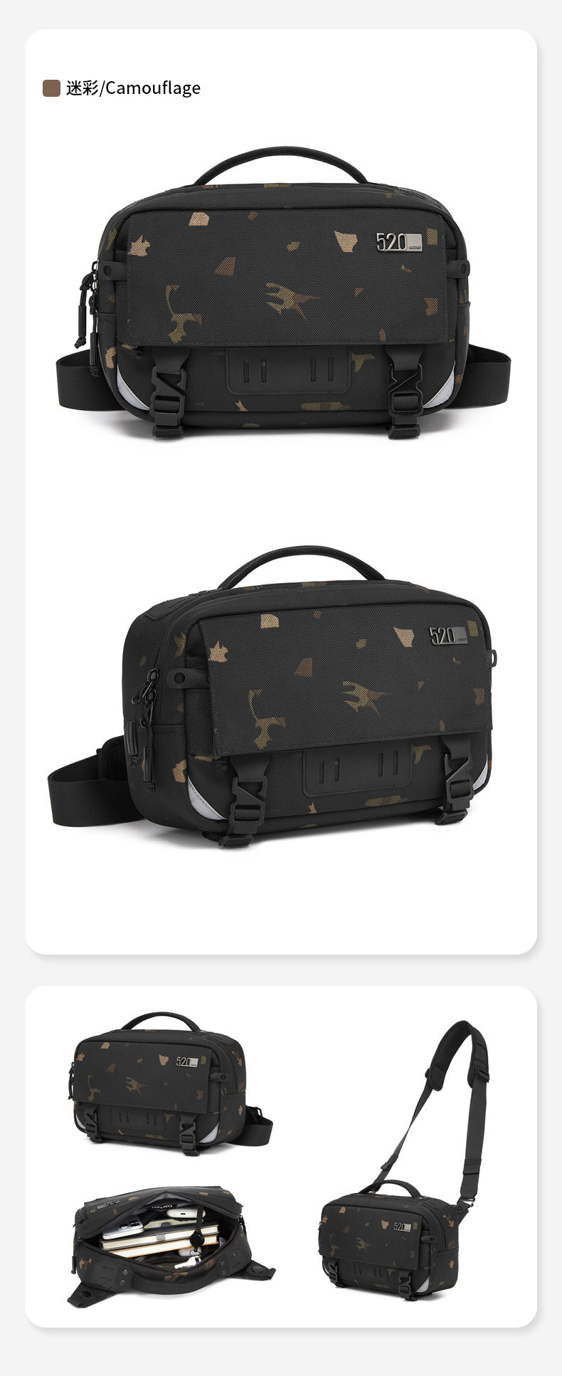 ozuko Men's Crossbody Bag Shoulder Bag Waterproof Large Capacity Outing Portable Bag High-end Multifunctional Trendy Brand