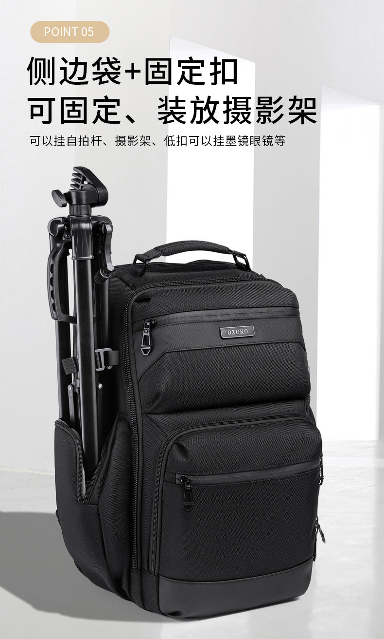 OZUKO Business Backpack Men's Commuting Computer Backpack Waterproof Large Capacity Business Travel Portable Men's Bag