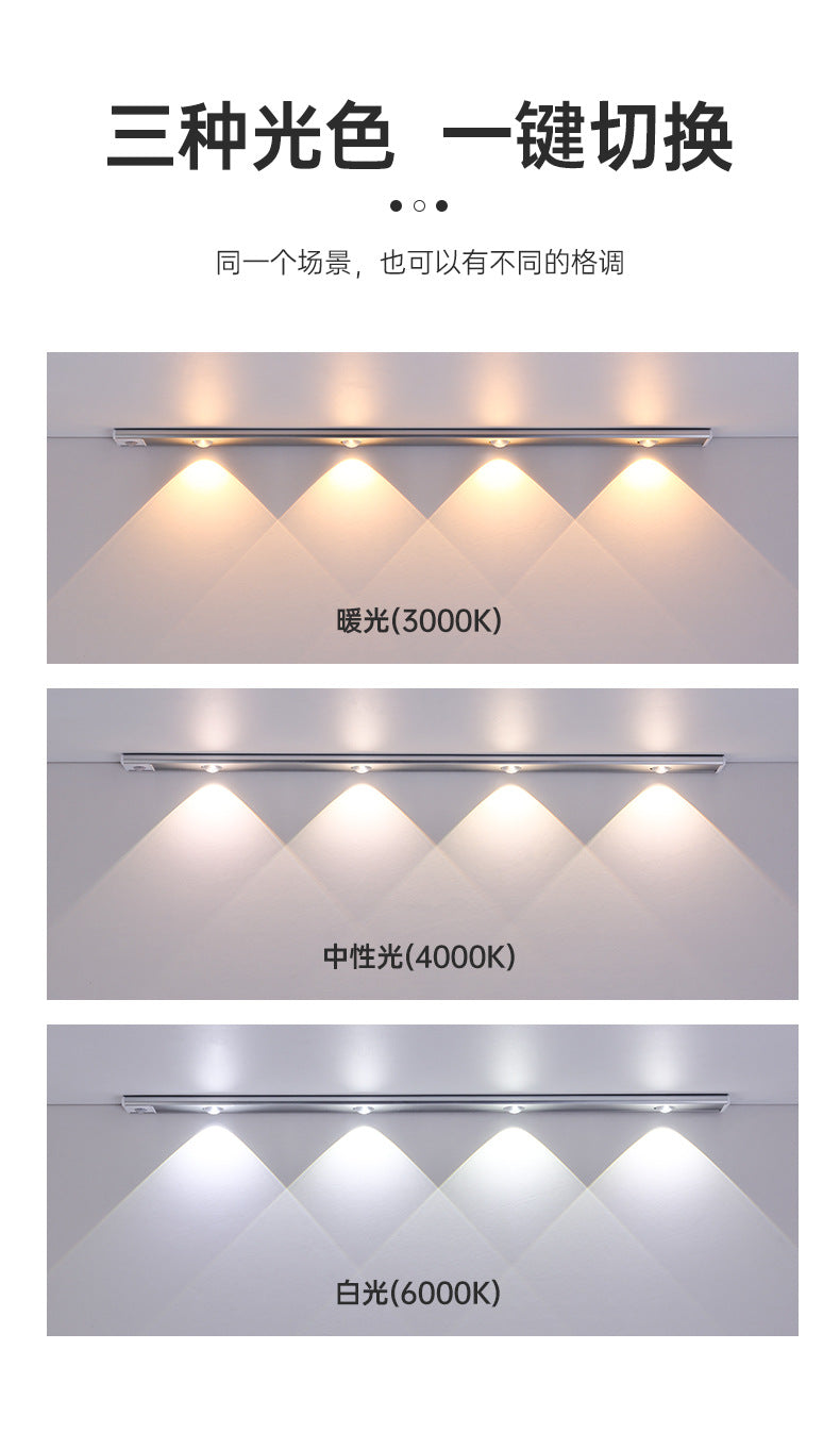Ultra-Thin Smart led Human Body Sensor Light Rechargeable Magnetic Hill Cat Eye Light Strip Wine Cabinet Cupboard Wardrobe Light Strip