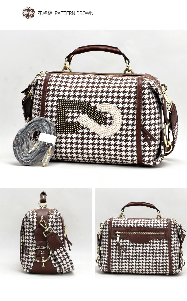 New European and American Trendy Fashion Simple Personality Elegant Versatile Plaid Single Shoulder Handbag Crossbody Women's Bag