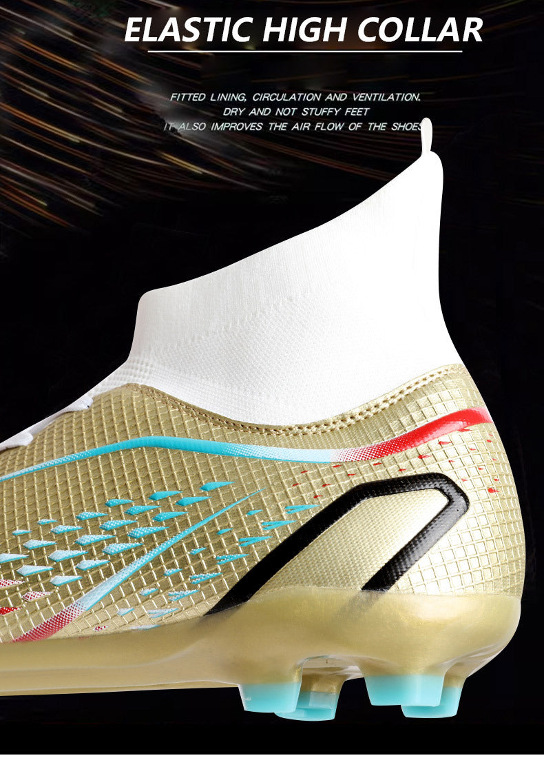 New football shoes for men and women AG Long Spike gold Competition Student Training Shoes Artificial Turf TF Wholesale of Broken Nails