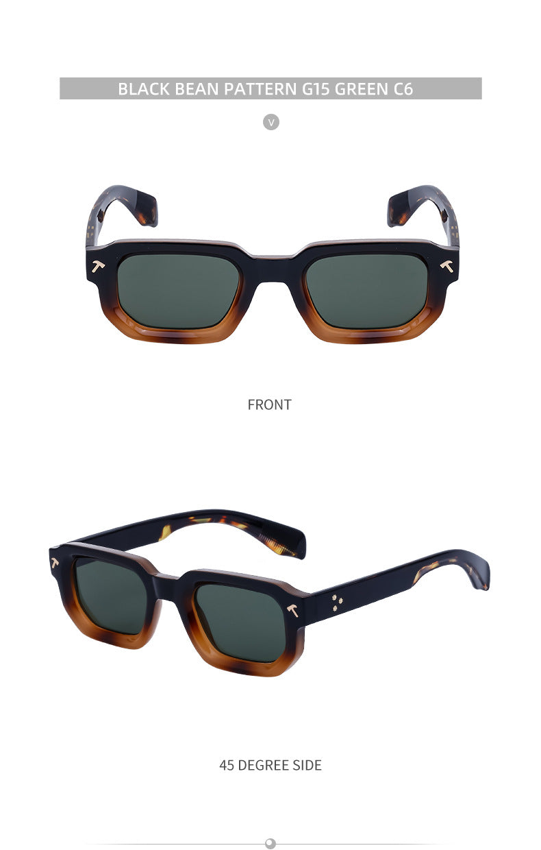 New European and American Fashion Square Frame Sunglasses for Men, Simple Personality Black Frame Glasses sunglasses