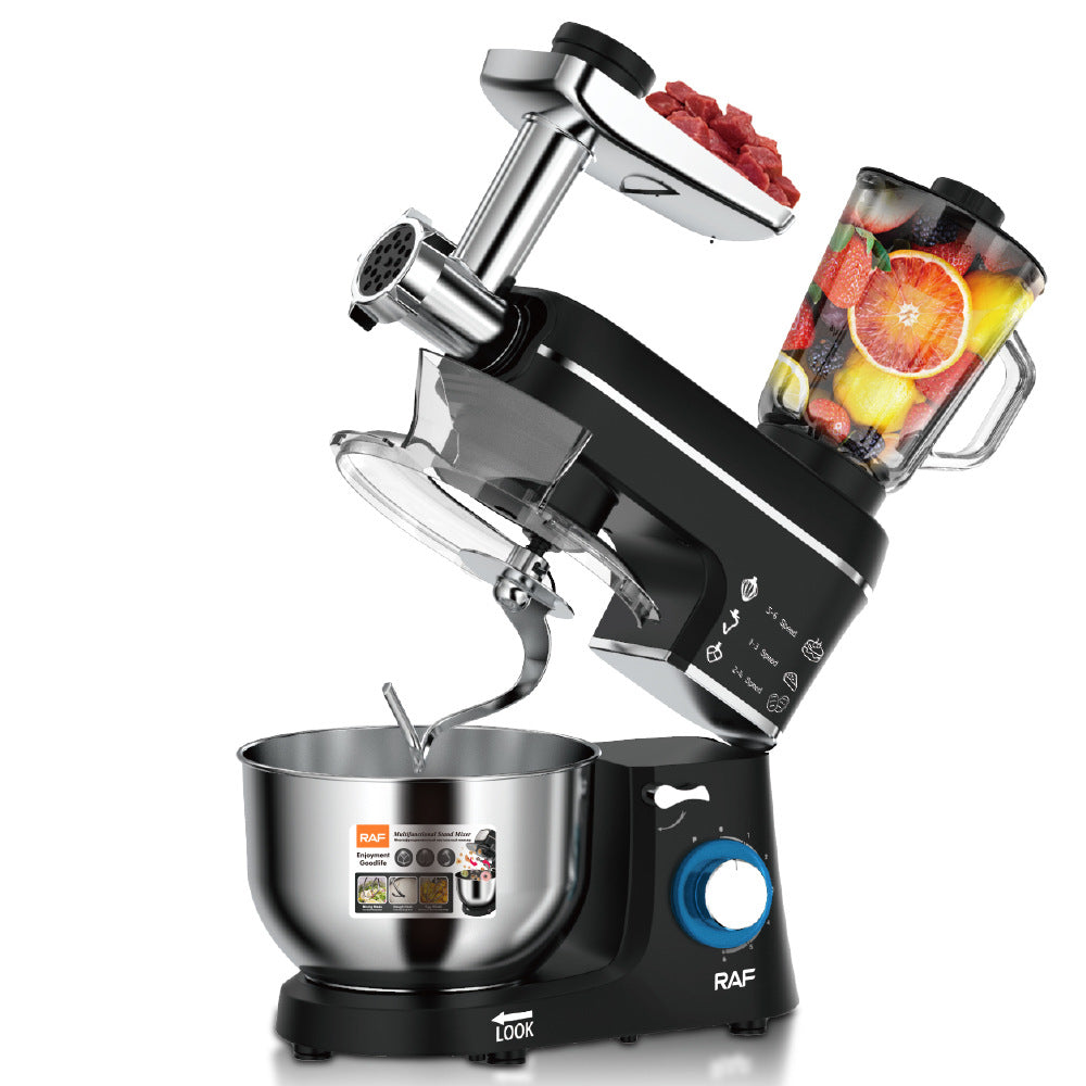 RAF European Standard 3-in-1 Chef Machine Multi-Functional Dough Mixer Household Meat Grinder Juicer Food Processor