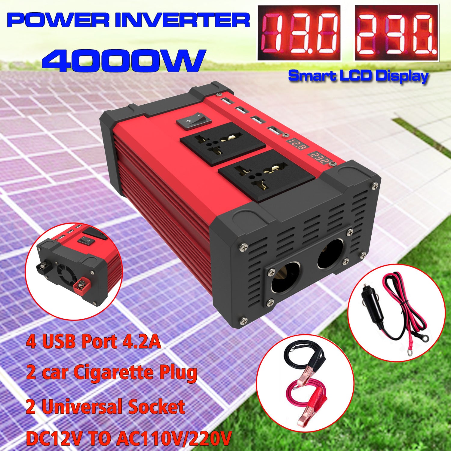 E-commerce12V Turn110V 220V Vehicle Inverter 4USB Dual Voltage Display car inverter