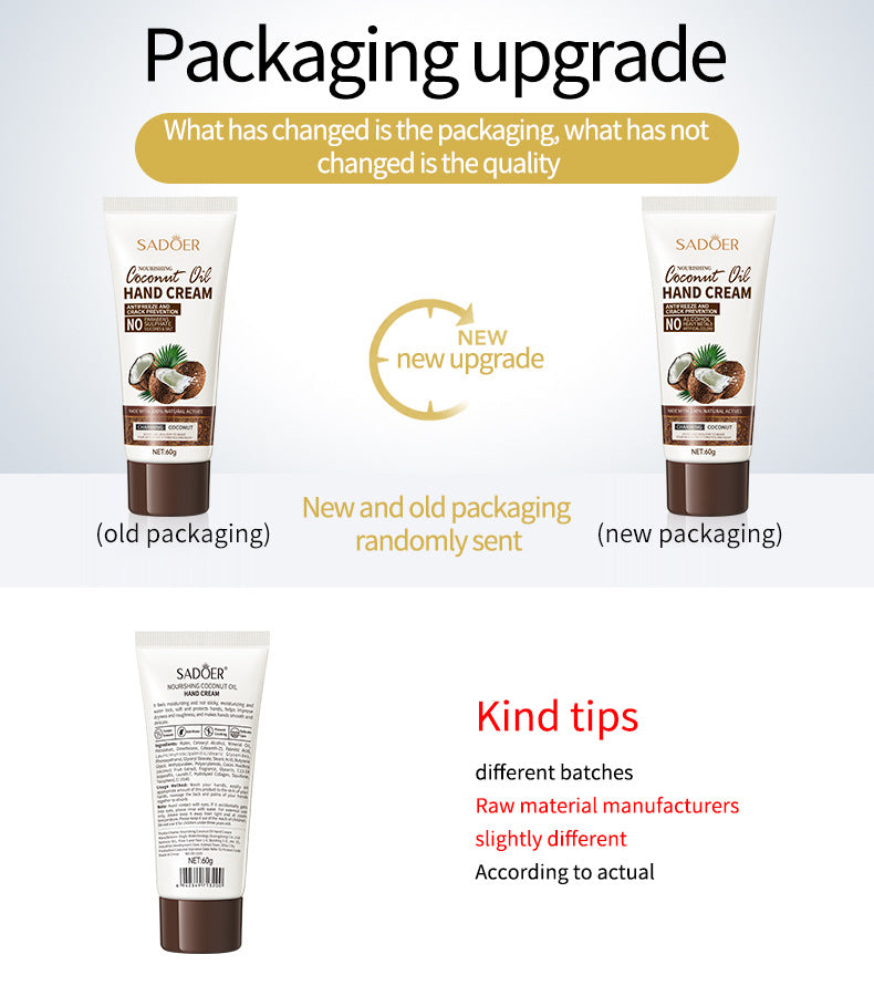 Coconut Hand Cream SADOER Hydrating, moisturizing, anti-chapping, nourishing hand cream for  foreign trade wholesale