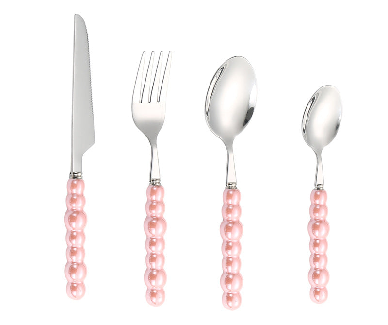 Stainless Steel Tableware Hotel Restaurant Pearl Ceramic Handle Knife Fork Spoon4Set of Western Steak Cutlery