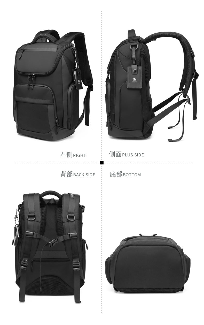 OZUKO Business Backpack Men's Commuting Large Capacity Computer Bag Travel Backpack High-end Waterproof School Bag