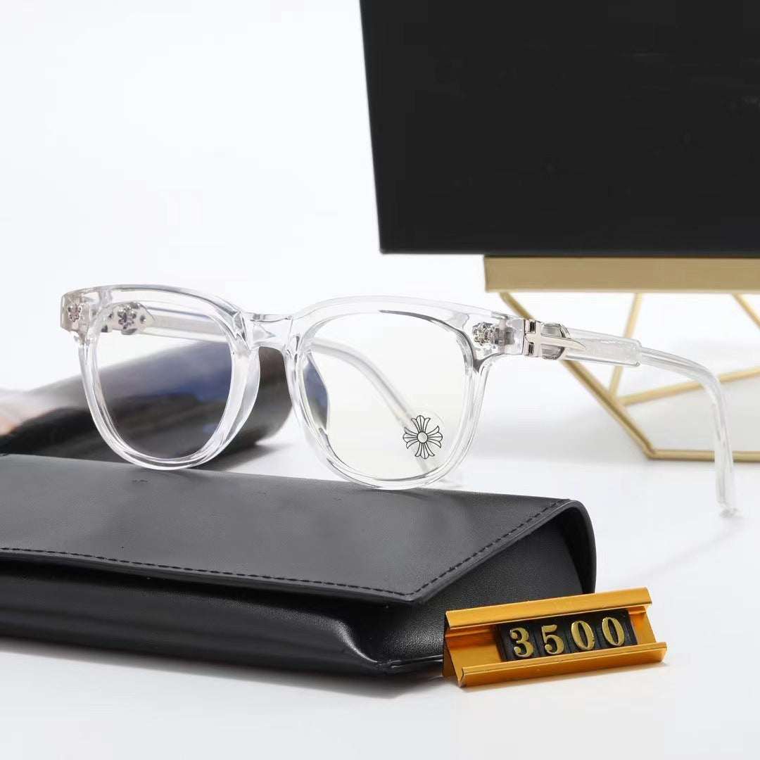 2024 New high-end brand design men's and women's square non-prescription glasses colorless clear Vintage3500