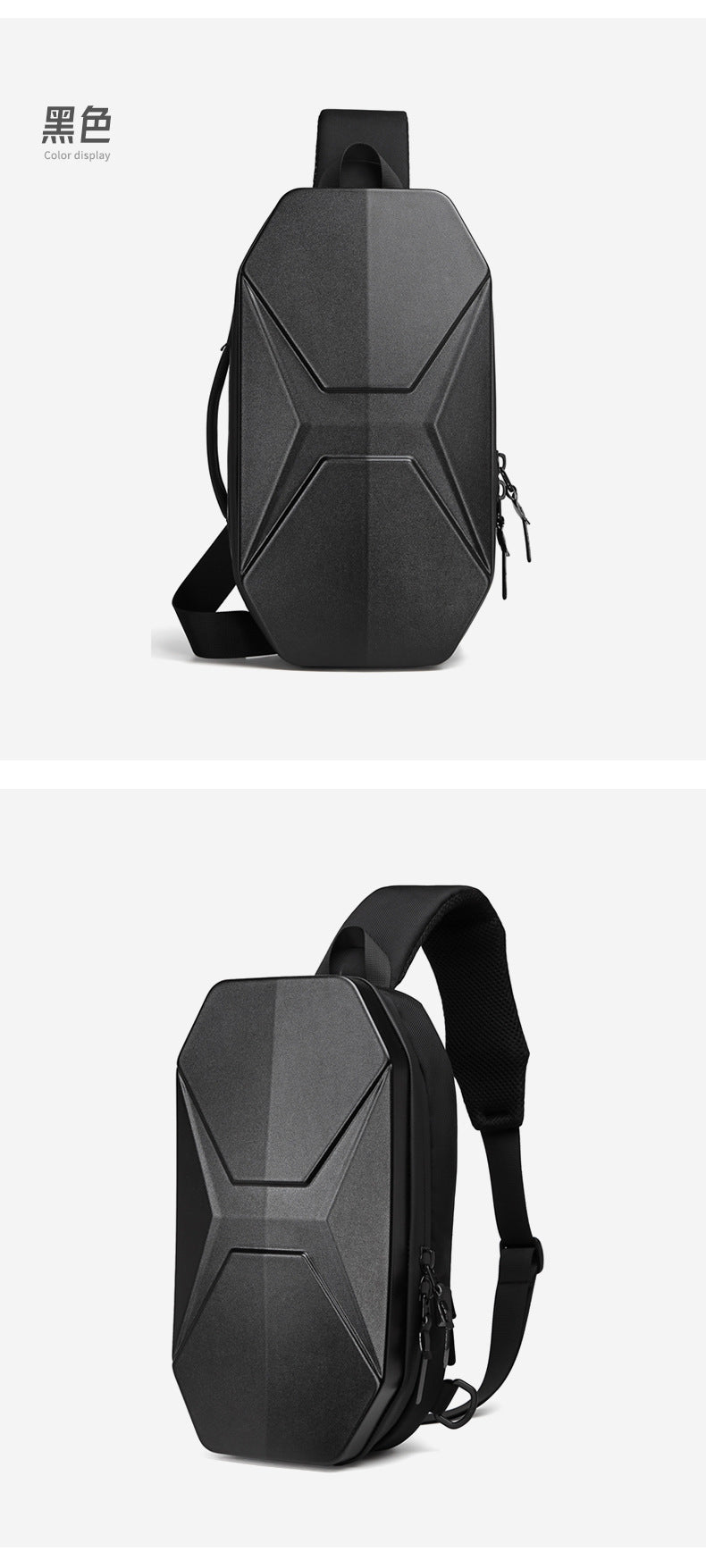 ozuko Functional trendy men's chest bag PC Hard Shell Waterproof Multifunctional Crossbody Bag Shoulder Outing Sports Men's Bag