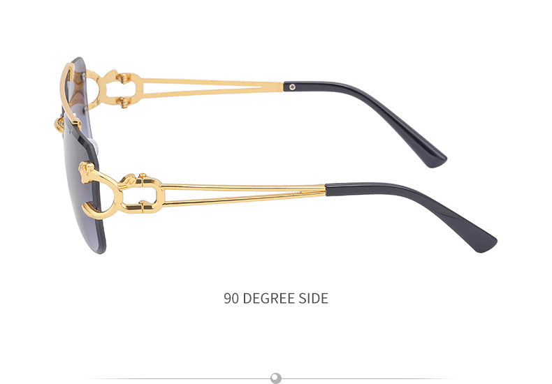 European and American Retro Double Bridge Sunglasses for Men Fashion Leopard Rimless Cut Edge Sunglasses for Women Wholesale shades