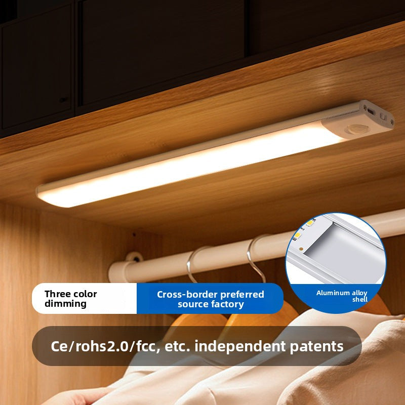 Ultra-thin Smart Human Body Sensor led Lamp Magnetic Self-Adhesive Long Strip Wardrobe Light with Rechargeable Wine Cabinet Cabinet Light Strip