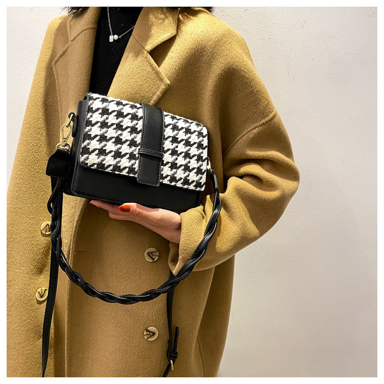 Trolis Houndstooth Bag for Women2024New Trendy Korean Version Niche Versatile Single Shoulder Crossbody Fashion Small Square Bag
