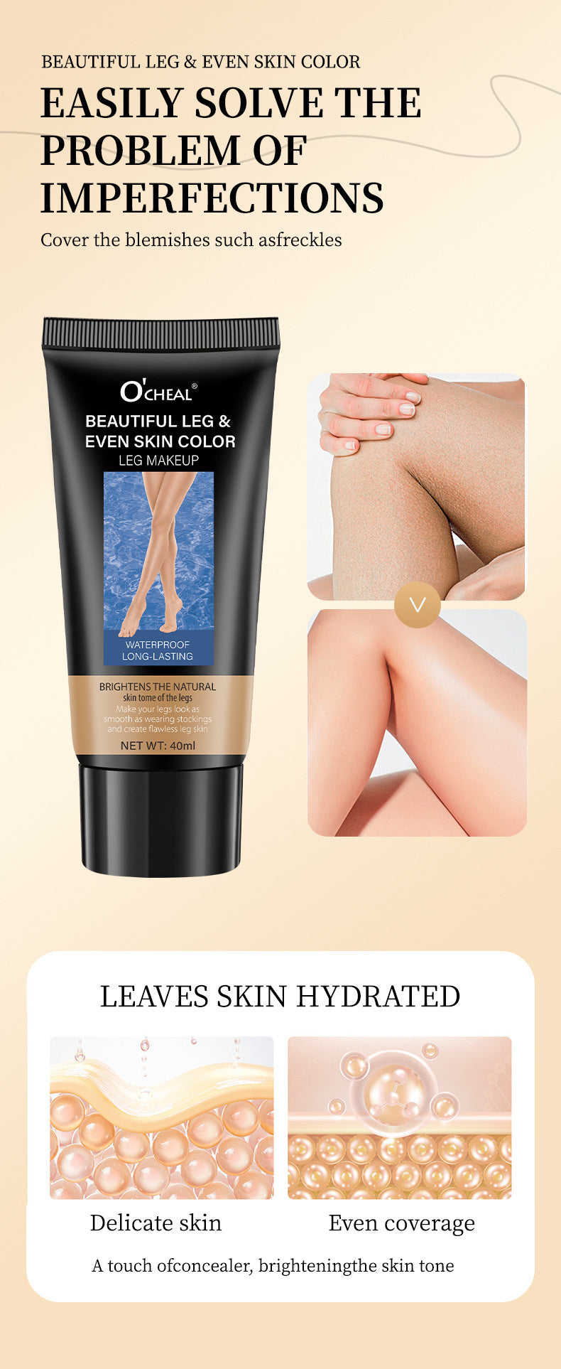 Makeup European and American Concealer Leg Cream Waterproof Even Skin Tone Tanning Cream Stocking Cream Leg Care Moisturizer