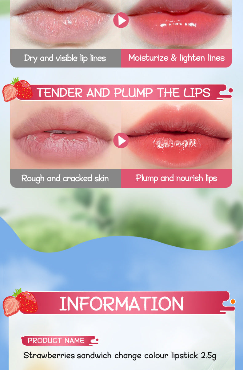 Fruit Filled Temperature Changing Lip Balm SADOER Hydrating Moisturizing Temperature Changing Lip Balm for Foreign Trade