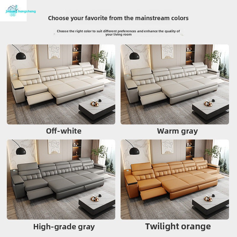 Factory Direct New Model Sofa Electric Italian Modern Simple Living Room Home Top Layer Cowhide Multifunctional Sofa Bed