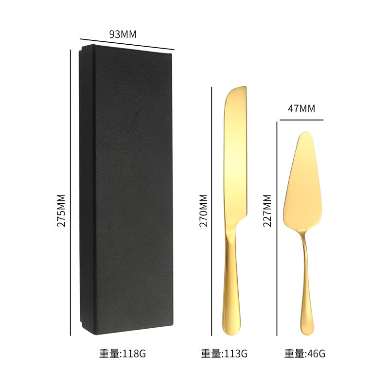 Stainless Steel Cake Knife and Spatula Set for Home Use gold Bread Knife and Spatula Restaurant Pizza Dessert Spatula Baking Utensils