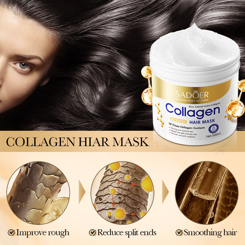 Collagen Smooth Hair Mask500ml SADOER Nourishing and Fluffy Hair Conditioner  Wholesale