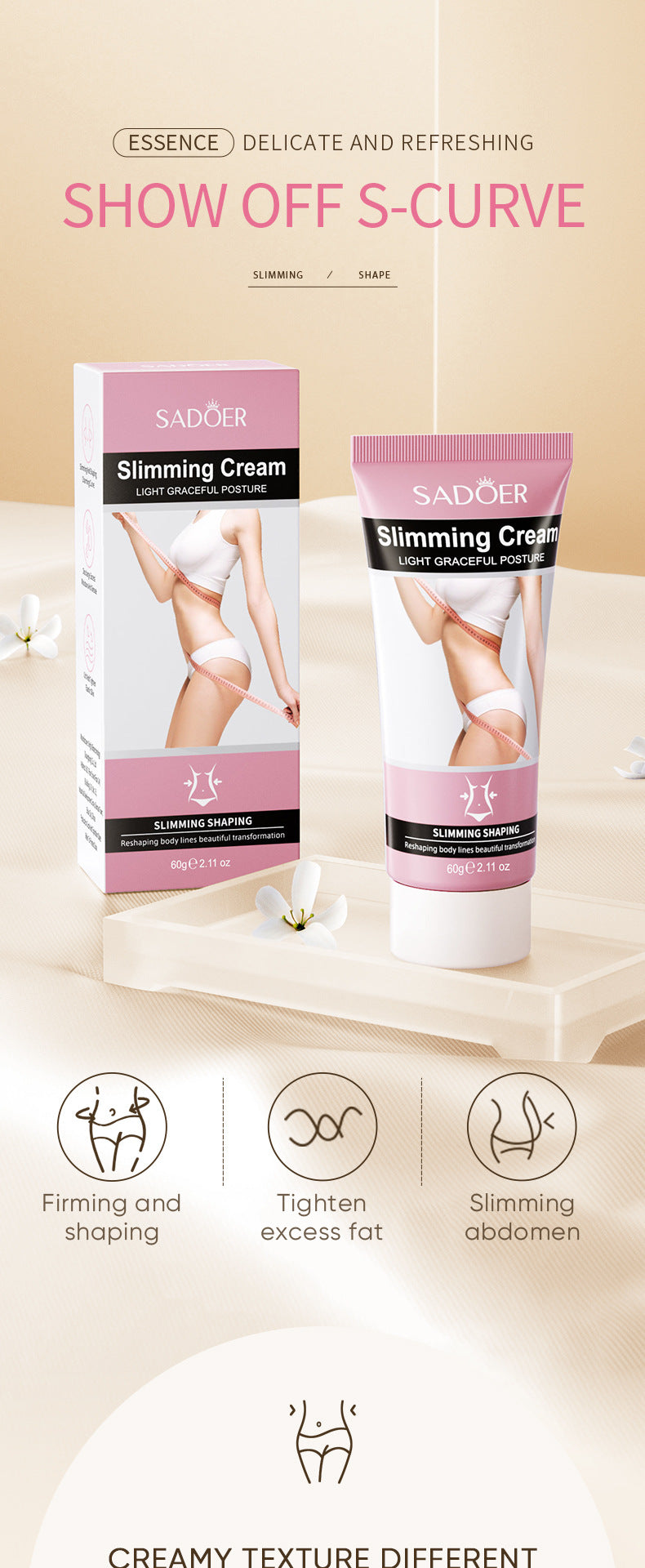 Slimming Cream SADOER Body Shaping Care Products  Foreign Trade Live Streaming Skincare Manufacturer Wholesale