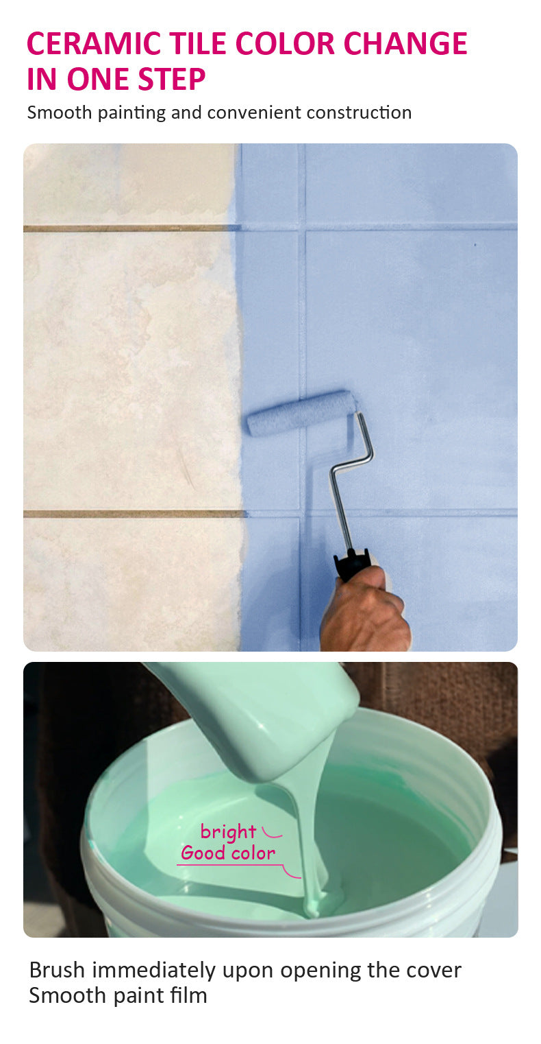 Water-Based Tile Paint Bathroom Floor Tile Color Change Renovation Coating Toilet Glass Wear-Resistant Waterproof Paint Matte