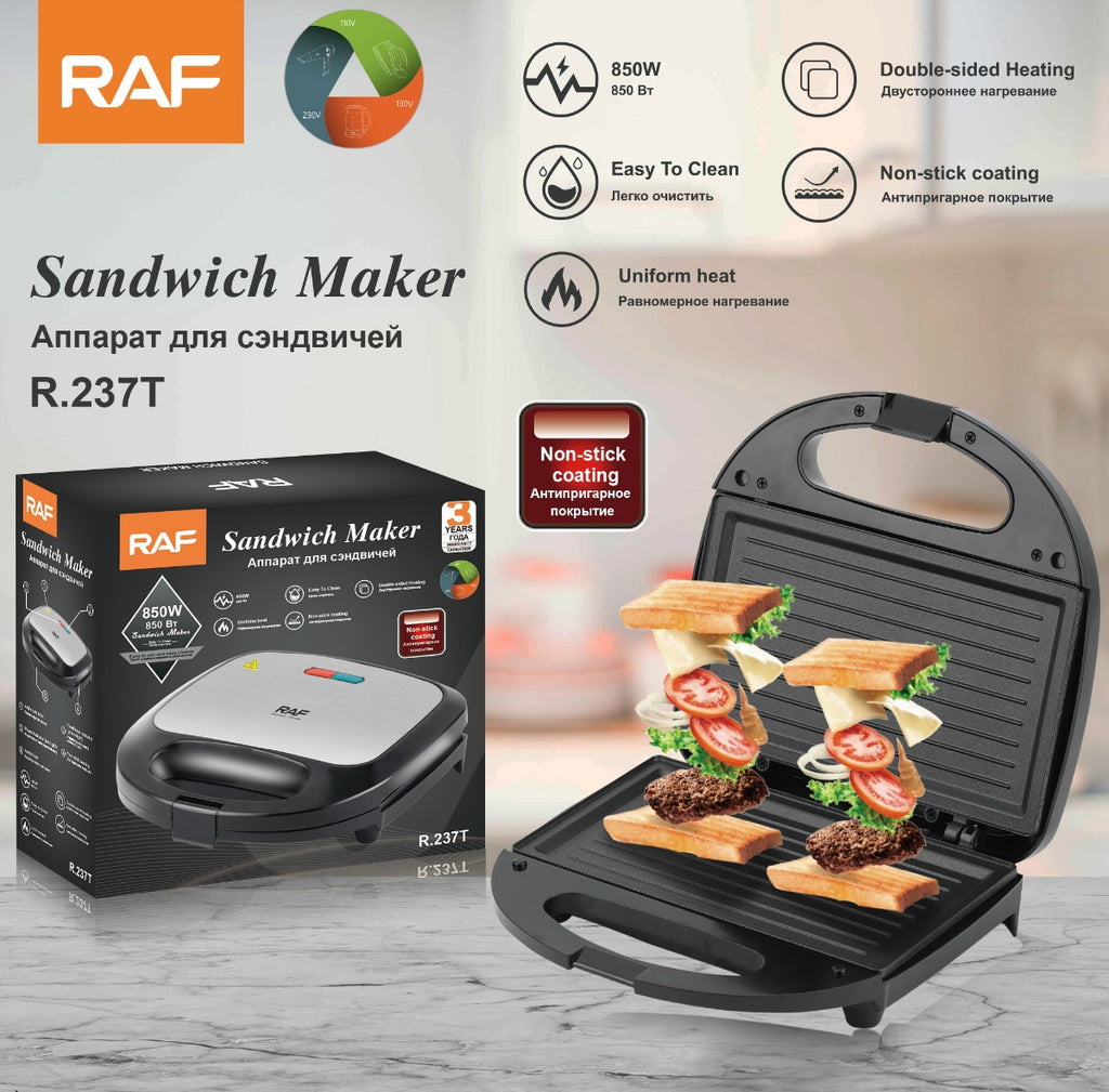 RAF European Standard Household Portable Light Food Breakfast Machine Multi-Functional Sandwich Maker Toast Bread Baking