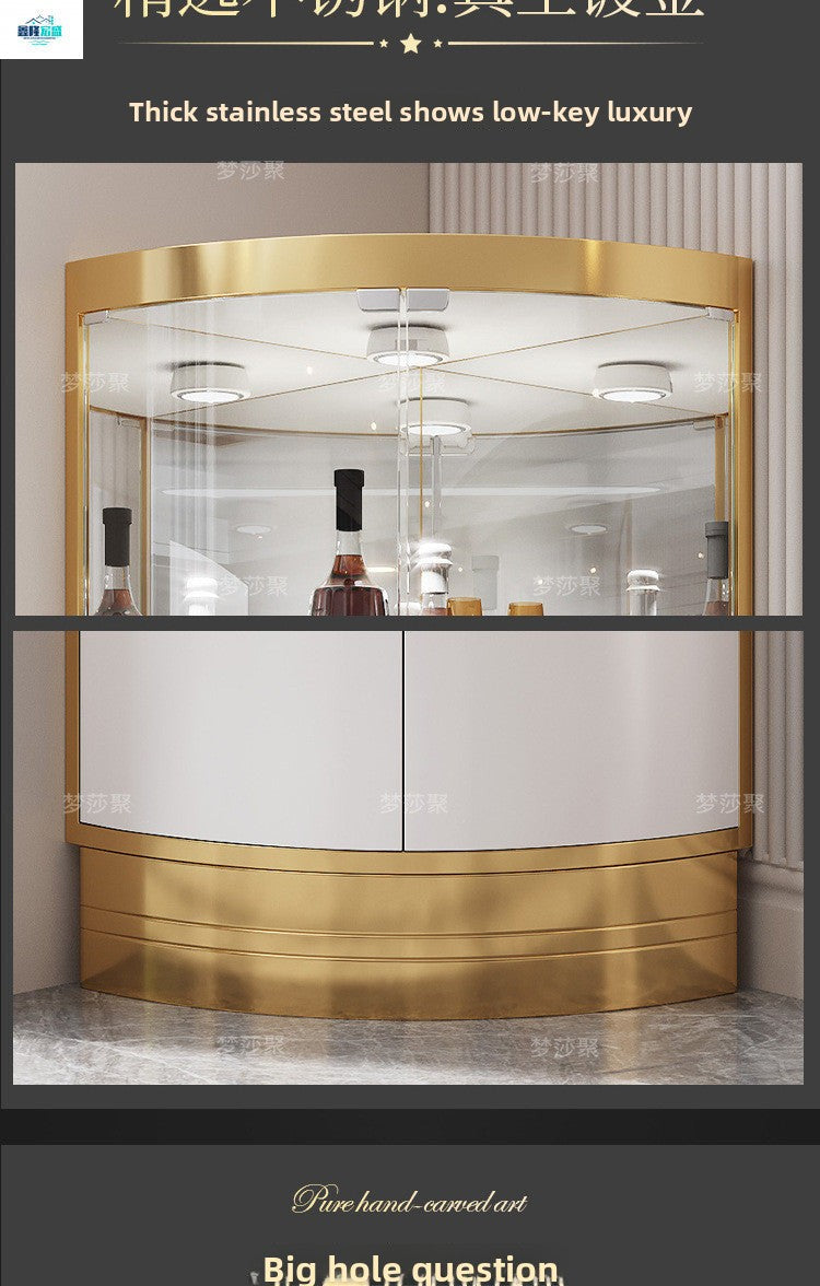 Corner Cabinet Light Luxury Glass Wine Cabinet Triangle Cabinet Living Room Corner Cabinet Fan-shaped Wall Corner Cabinet Wall-mounted Corner Wine Cabinet