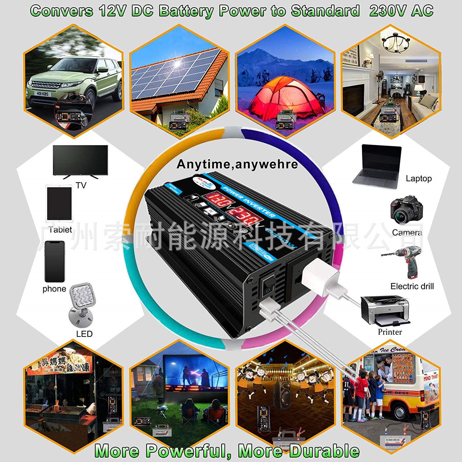 Vehicle Inverter300W 12V Turn110V 220V Dual Voltage Display Export to Southeast Asia E-commerce