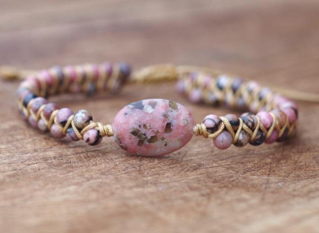 108Pink Quartz Bracelet Lotus Lucky Tree Pendant Labradorite Braided Bracelet Agate Tiger Eye Elastic Bracelet