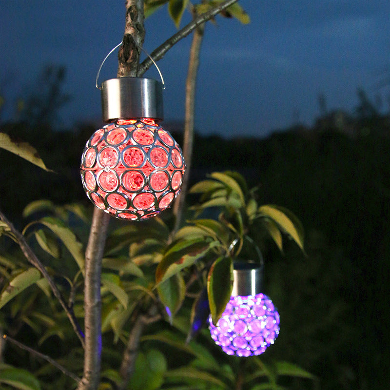 Solar Hanging Light Garden Garden Light Outdoor Waterproof LED Small Pendant Light with Light Control Hollow Lawn Villa Decorative Lamp