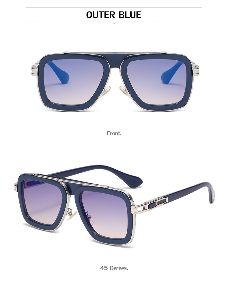European and American Retro Square Frame Sunglasses for Men, Trendy European and American Punk Style, Internet Celebrity Same Style Sunglasses for Women ins Wind shades