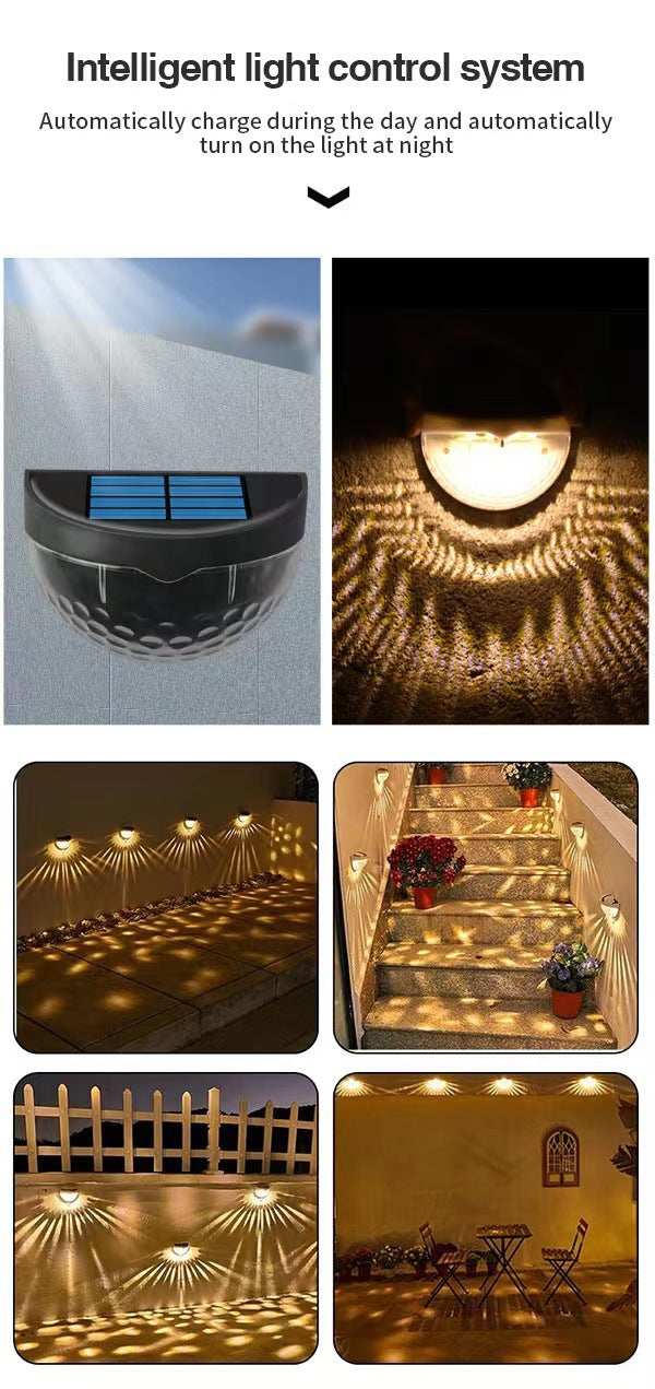 Solar Fence Light Semi-circular Step Light6LED Garden Balcony Wall Lamp Fence Courtyard Decorative Wall Lamp Outdoor
