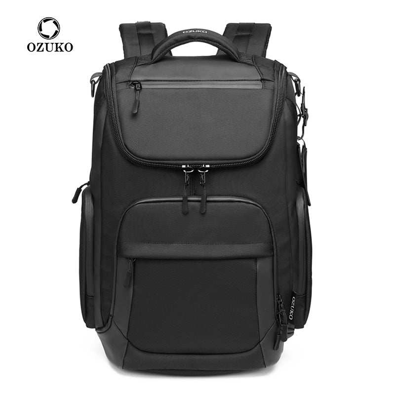 OZUKO Business Backpack Men's Commuting Large Capacity Computer Bag Travel Backpack High-end Waterproof School Bag