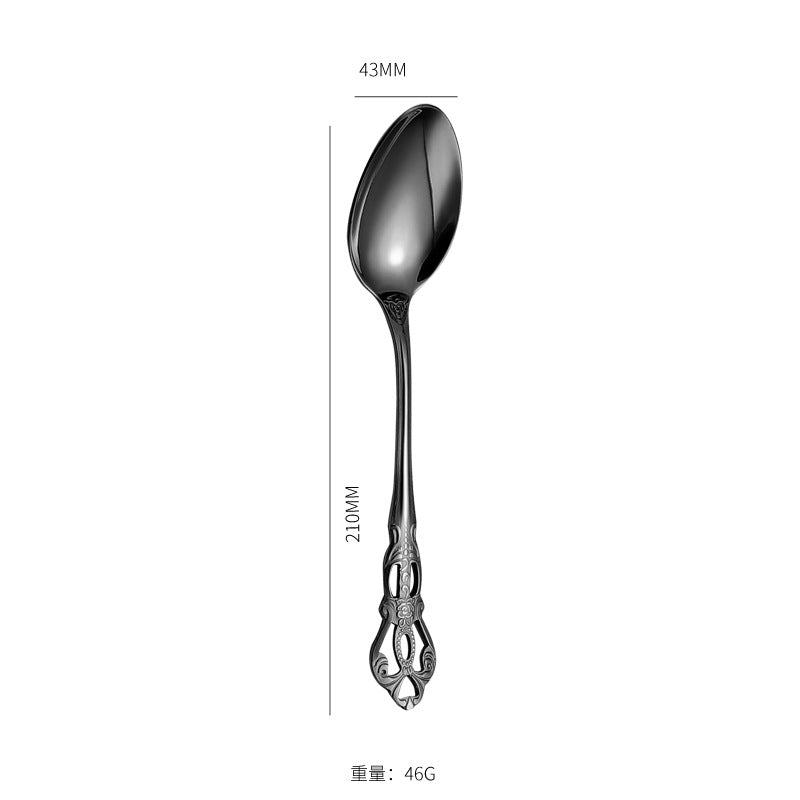 Stainless Steel Cutlery Restaurant Royal Court Knife Fork Spoon Set Hotel Western Cuisine European Retro Relief Steak Knife Fork