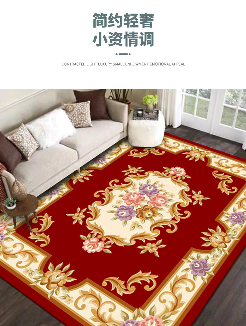 Crystal Velvet Carpet Full Coverage Chinese Style Living Room Sofa Coffee Table Rug Same Style Bedroom Wear-resistant Non-slip Rug