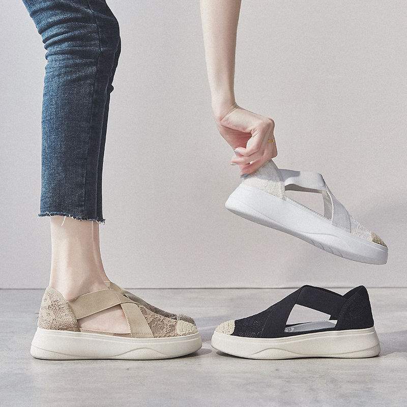 Women's Summer Fisherman Shoes2025New Trendy Hollow Breathable Thick-Soled Platform Shoes Slip-On Loafers Single Shoes