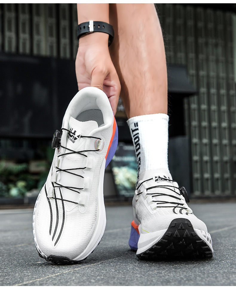 Full Palm Carbon Plate Sports Running Shoes Double Layer Popcorn Outdoor Trail Running Shoes Marathon Men's and Women's Shoes