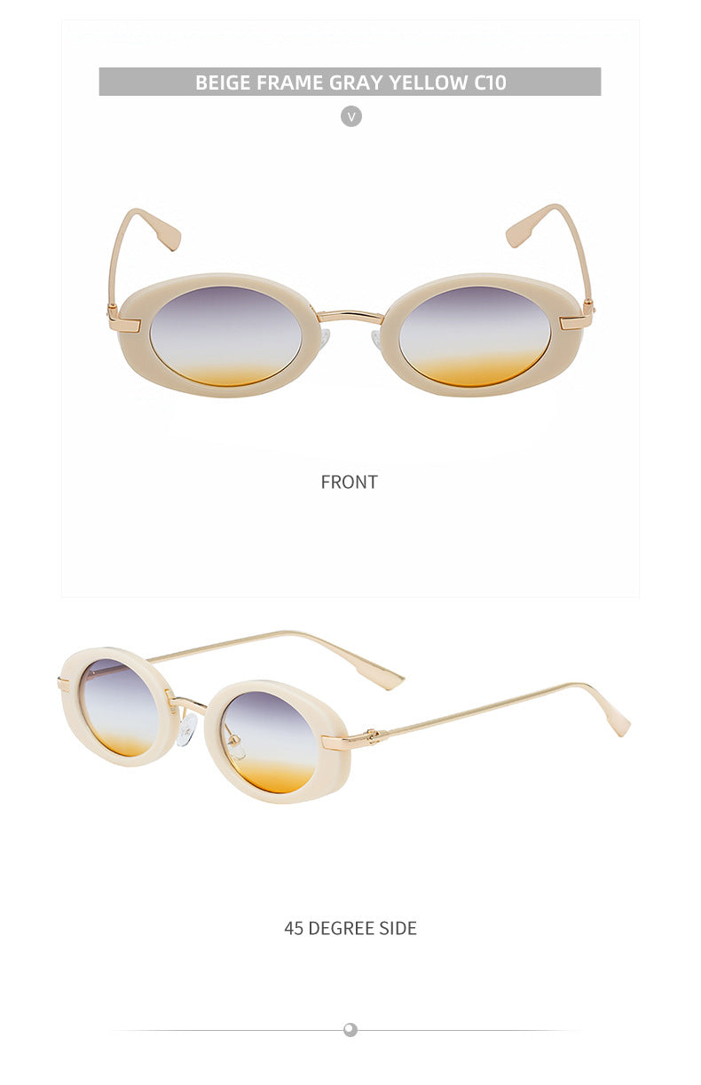 2025New European and American Fashion Oval Small Frame Sunglasses for Women, Trendy Personality Sun Protection Sunglasses Wholesale