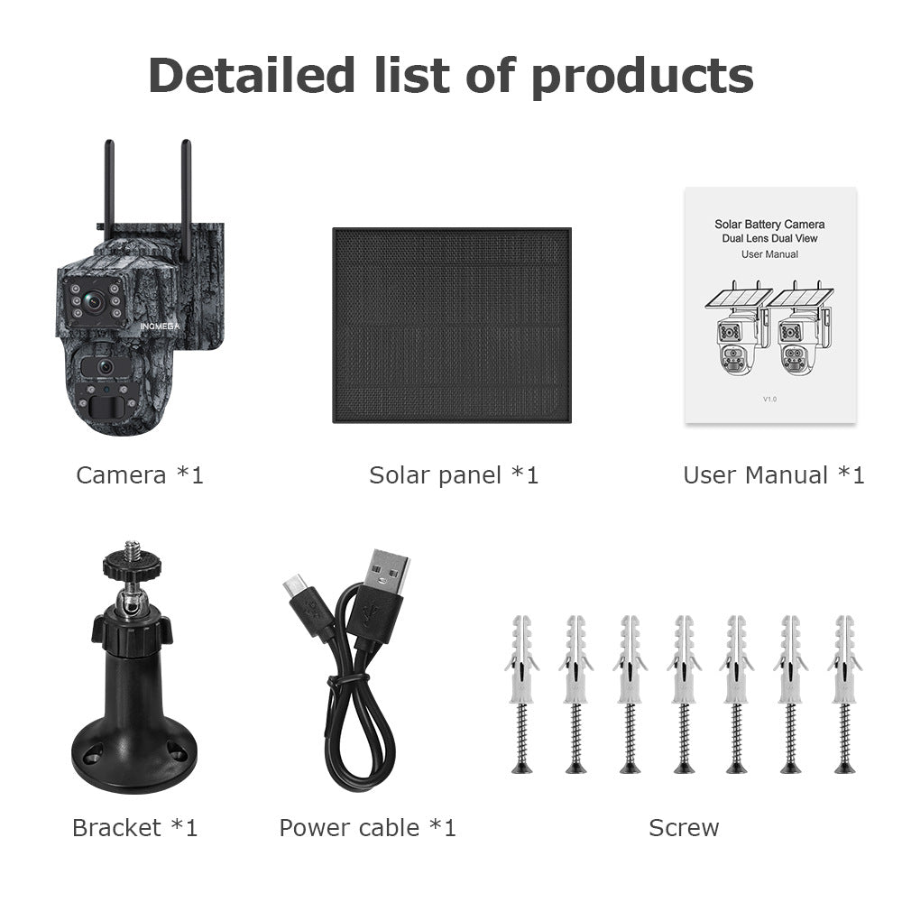 Private Model4G Solar camera dual lens dual view6MP HD Outdoor Camouflage Surveillance Camera