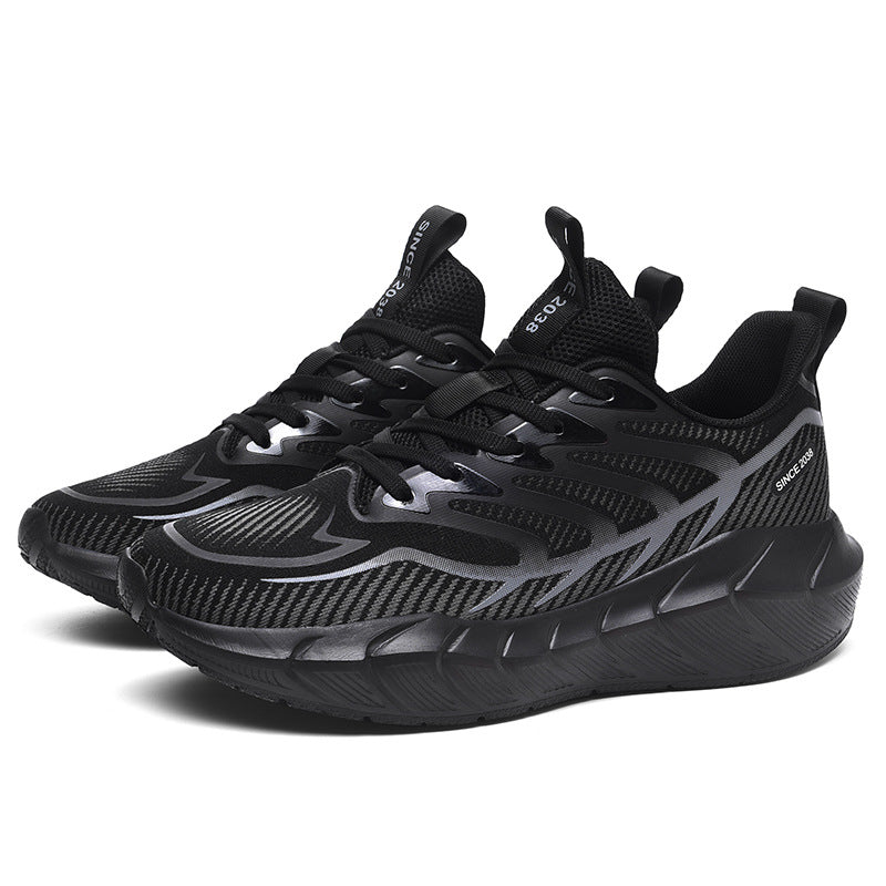 New Thick-Soled Racing Sports Shoes for Middle School Students, High Elastic Running Shoes for Men and Women, Breathable Flyknit Mesh Shoes for Couples