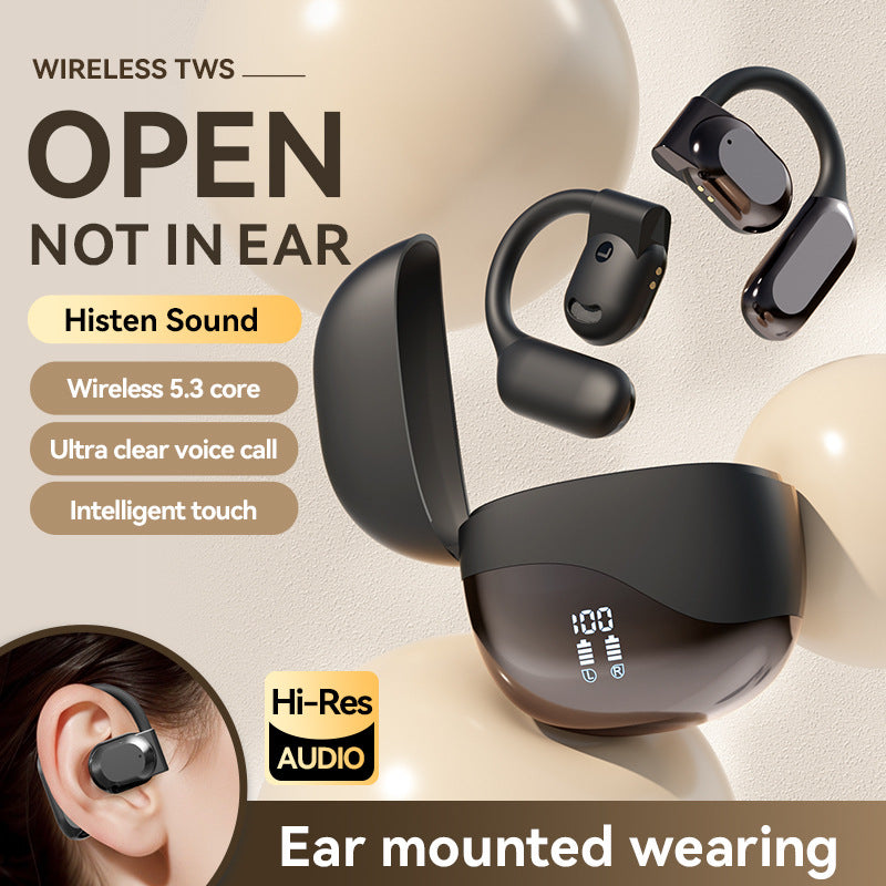 M62Popular AI Translation Bluetooth Earphones Bone Conduction Ear Hook Digital Display Long Battery Life Wireless Bluetooth Earphones
